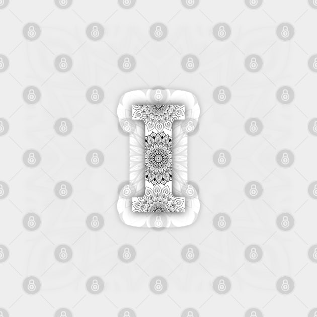 'I' Intricate Pattern Sticker by grafi_doodles